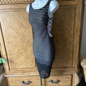 Black sheer open sided tank midi dress